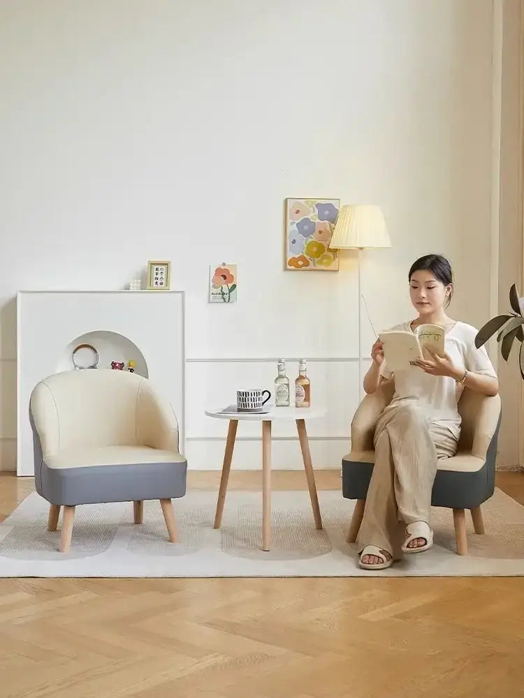 Modern orange & cream leather single sofa chair living room