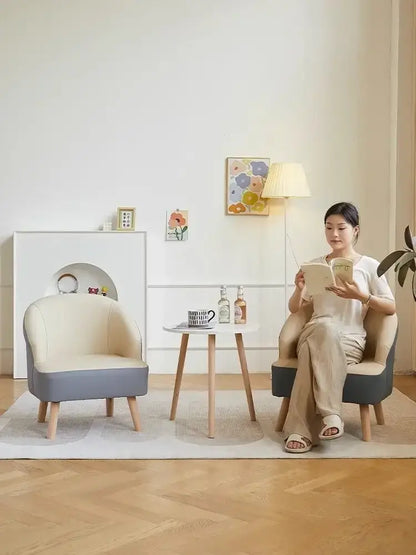Modern orange & cream leather single sofa chair living room