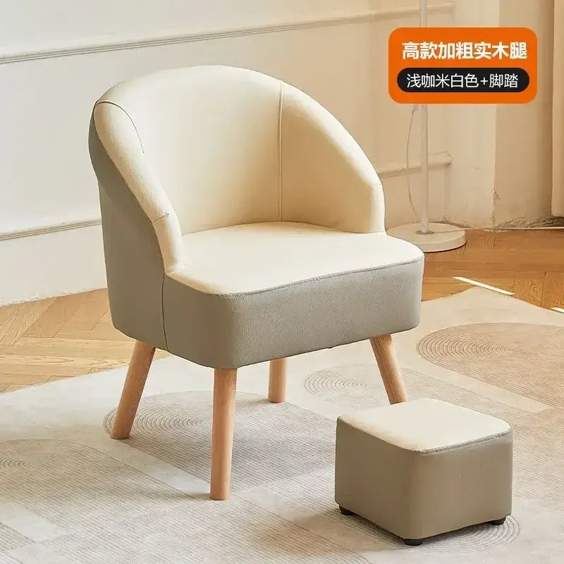 Modern orange & cream leather single sofa chair living room