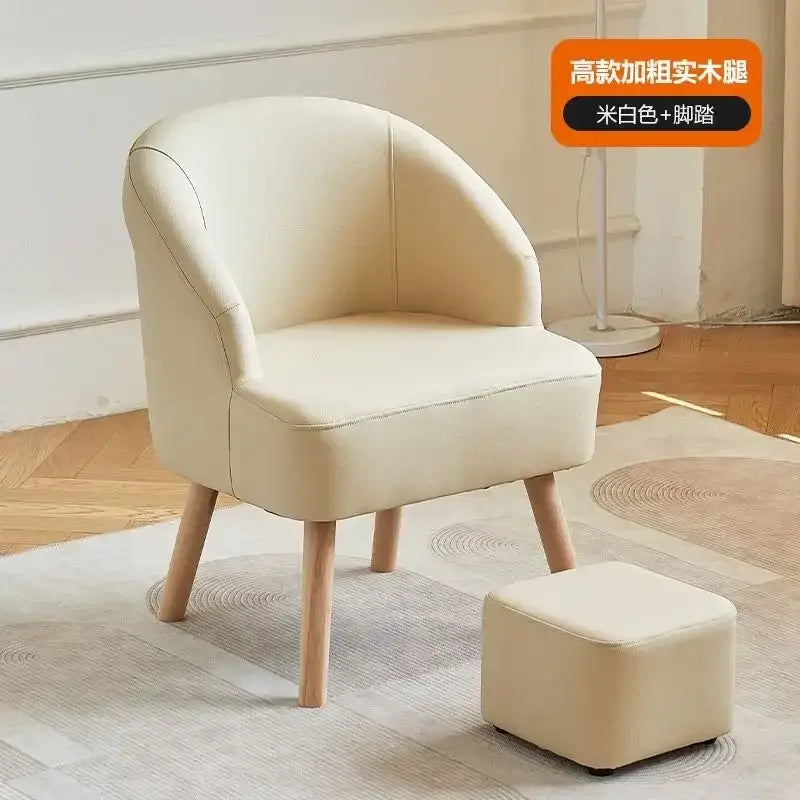 Modern orange & cream leather single sofa chair living room