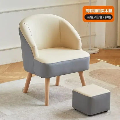 Modern orange & cream leather single sofa chair living room