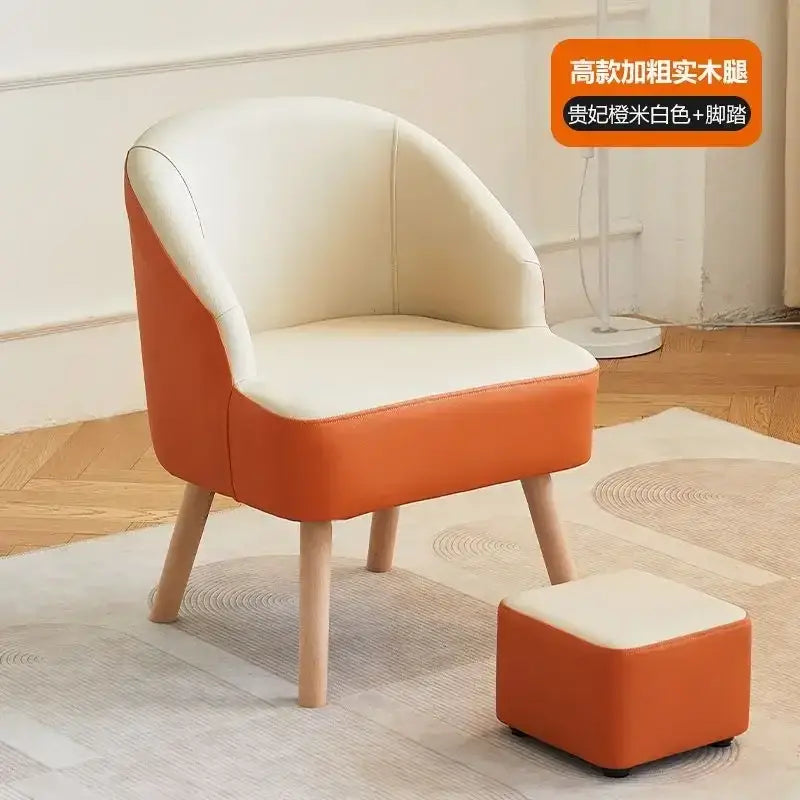 Modern orange & cream leather single sofa chair living room