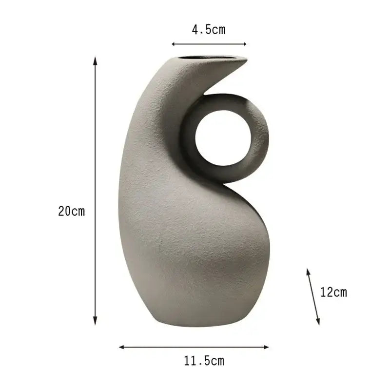 Modern orange geometric ceramic vase living room sculptural decor