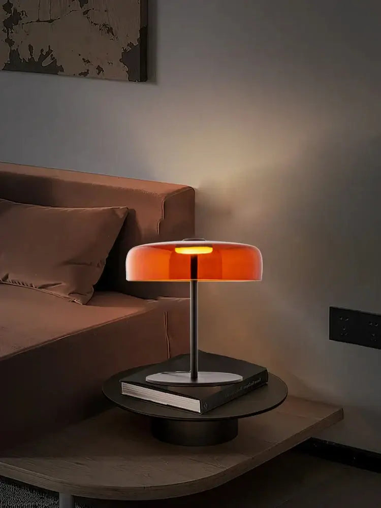 Modern orange glass table lamp bedroom minimalist light