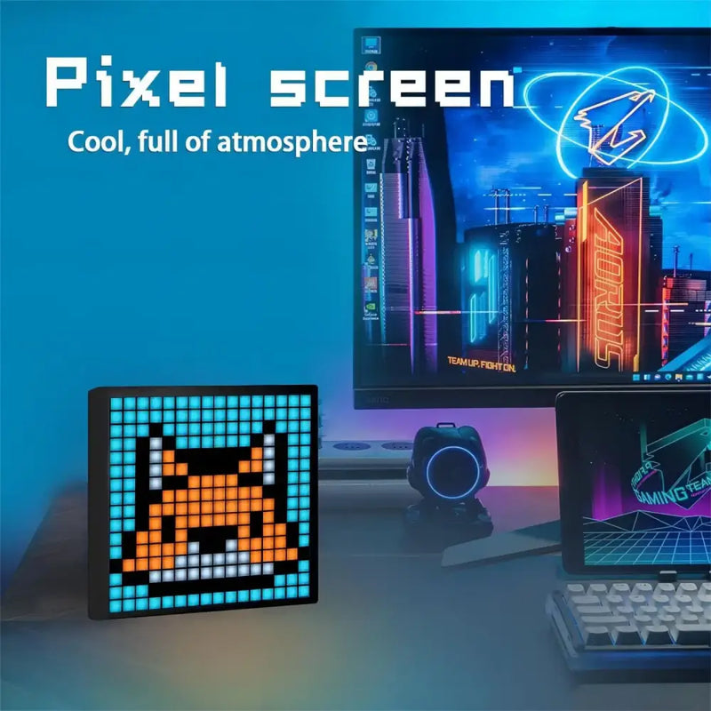 Modern orange led pixel display screen gaming room decor