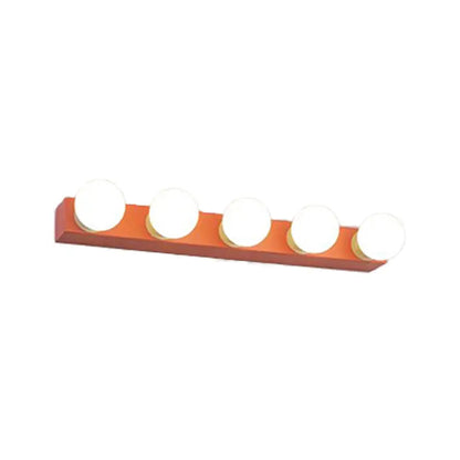 Modern orange & white 3 bulb vanity light fixture for bedroom