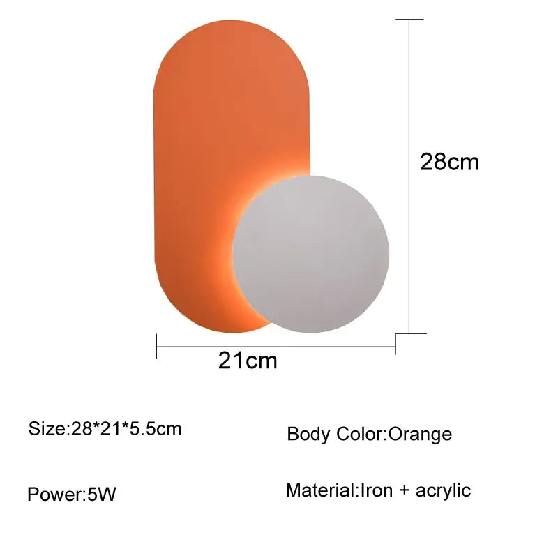 Modern orange & white led wall lights for living room