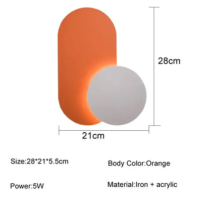 Modern orange & white led wall lights for living room