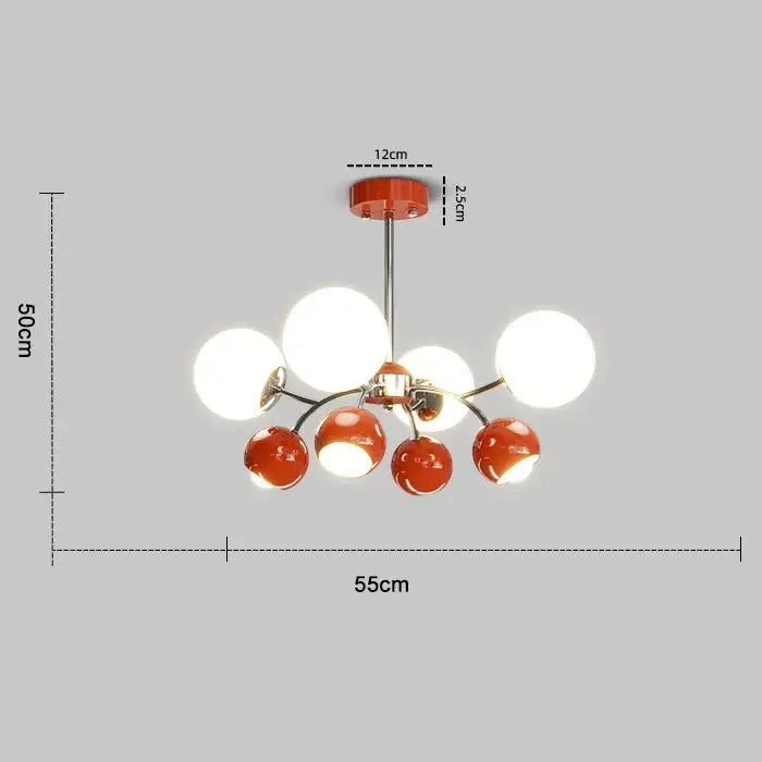 Modern orange & white glass pendant lamp – living room chandelier