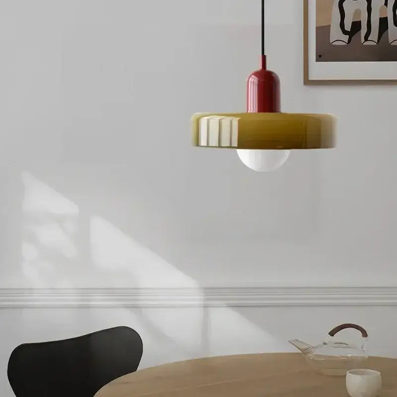 Modern orange & yellow glass led macaron ceiling chandelier kitchen