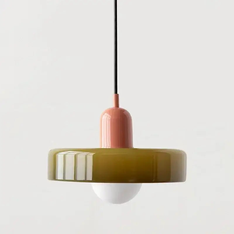 Modern orange & yellow glass led macaron ceiling chandelier kitchen