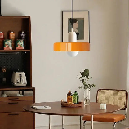 Modern orange & yellow glass led macaron ceiling chandelier kitchen