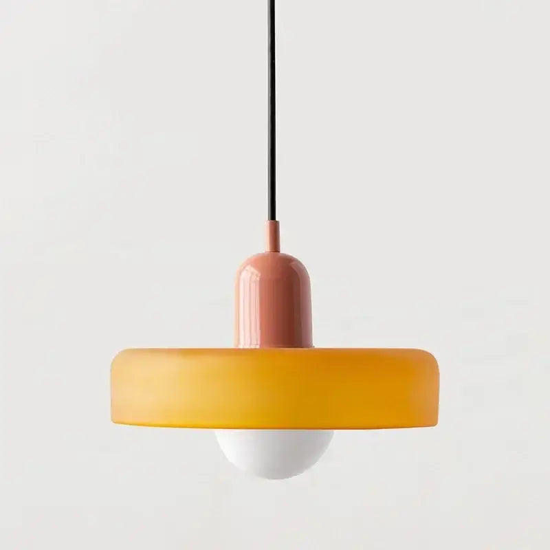 Modern orange & yellow glass led macaron ceiling chandelier kitchen