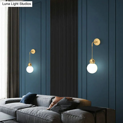 DecorBites™ Modern Orb Wall Lamp with Milky Glass Shade - Elegant Gold Sconce Light