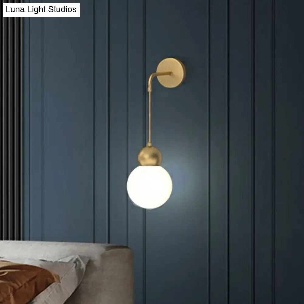 DecorBites™ Modern Orb Wall Lamp with Milky Glass Shade - Elegant Gold Sconce Light