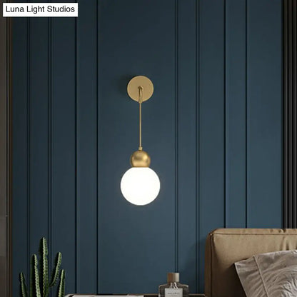 DecorBites™ Modern Orb Wall Lamp with Milky Glass Shade - Elegant Gold Sconce Light