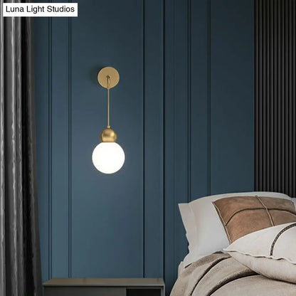DecorBites™ Modern Orb Wall Lamp with Milky Glass Shade - Elegant Gold Sconce Light