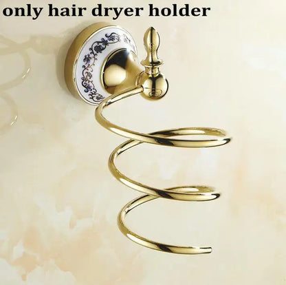 Modern ornate gold and white porcelain bath hardware set bathroom