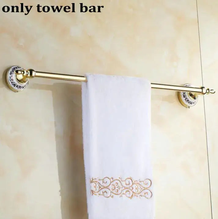 Modern ornate gold and white porcelain bath hardware set bathroom