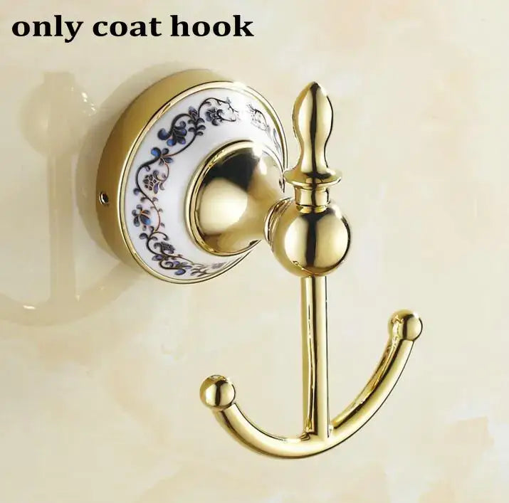 Modern ornate gold and white porcelain bath hardware set bathroom