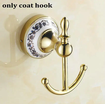 Modern ornate gold and white porcelain bath hardware set bathroom
