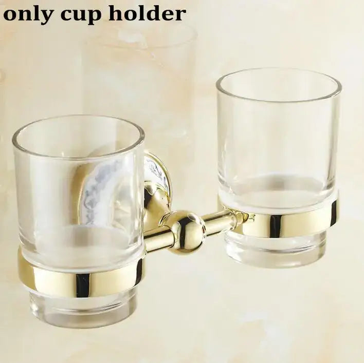 Modern ornate gold and white porcelain bath hardware set bathroom