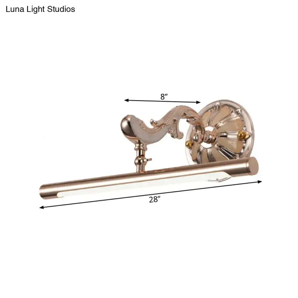 Modern ornate gold floral wall mount bathroom lamp