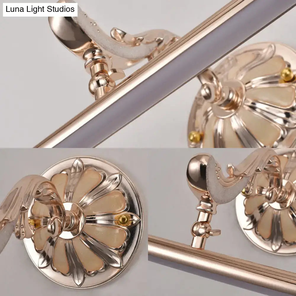Modern ornate gold floral wall mount bathroom lamp