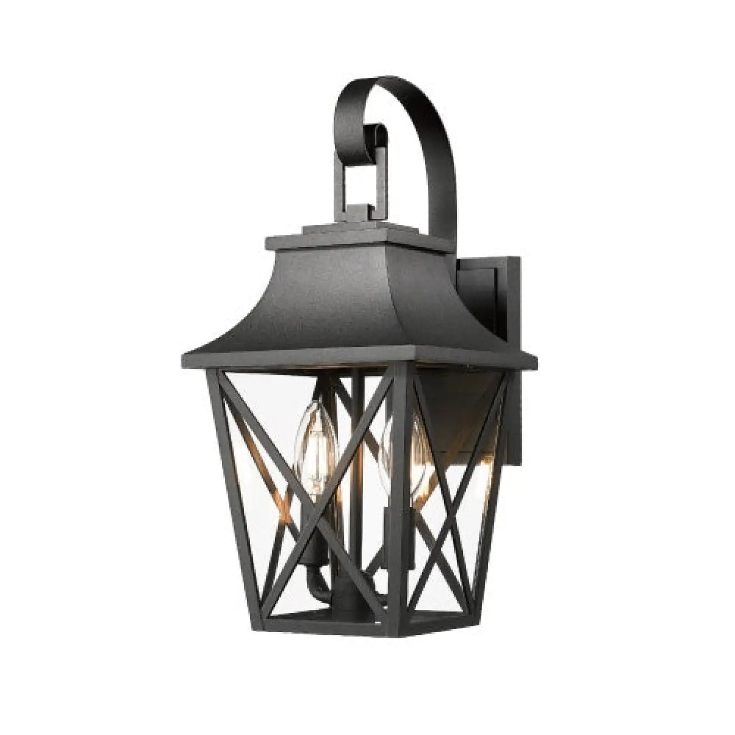 Modern Outdoor Wall Light Fixture with 2 Waterproof Glass Lights