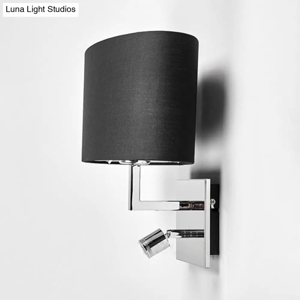 DecorBites™ Modern Oval Black Fabric LED Wall Sconce Light for Bedside