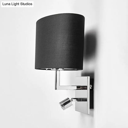 DecorBites™ Modern Oval Black Fabric LED Wall Sconce Light for Bedside