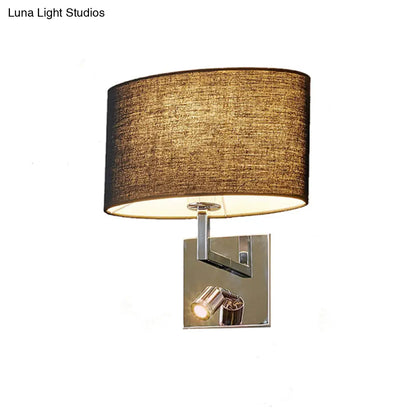 DecorBites™ Modern Oval Black Fabric LED Wall Sconce Light for Bedside