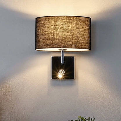 DecorBites™ Modern Oval Black Fabric LED Wall Sconce Light for Bedside