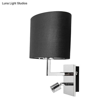DecorBites™ Modern Oval Black Fabric LED Wall Sconce Light for Bedside