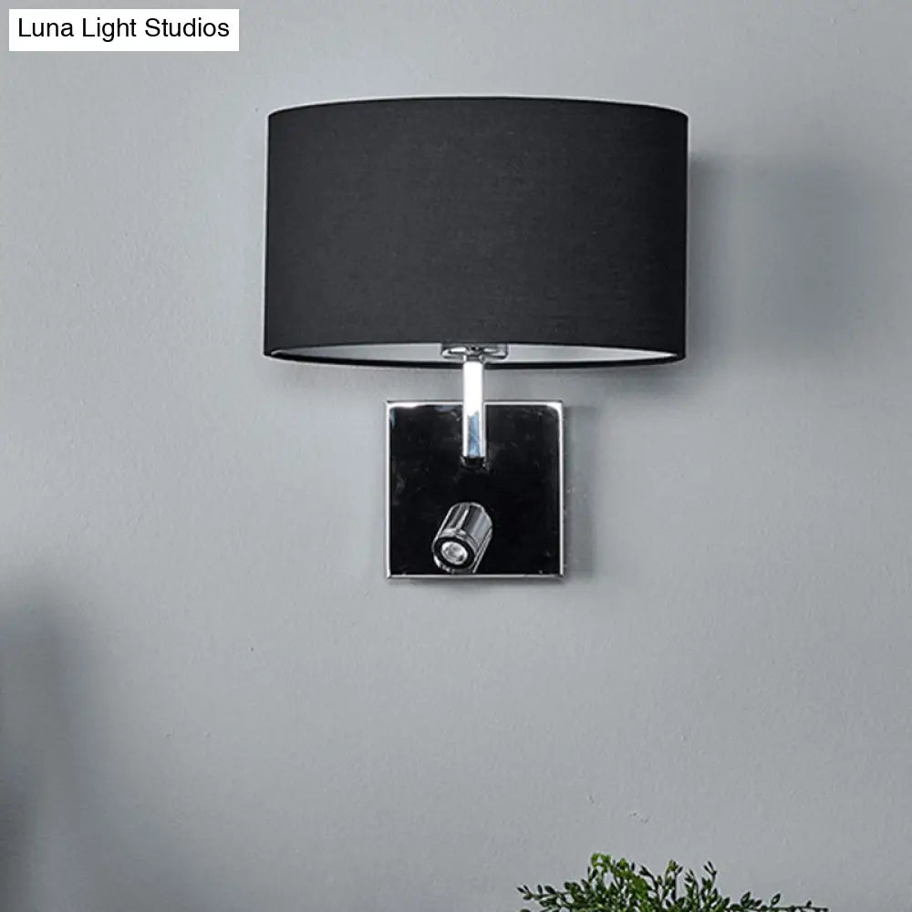 DecorBites™ Modern Oval Black Fabric LED Wall Sconce Light for Bedside