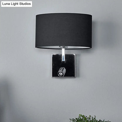 DecorBites™ Modern Oval Black Fabric LED Wall Sconce Light for Bedside