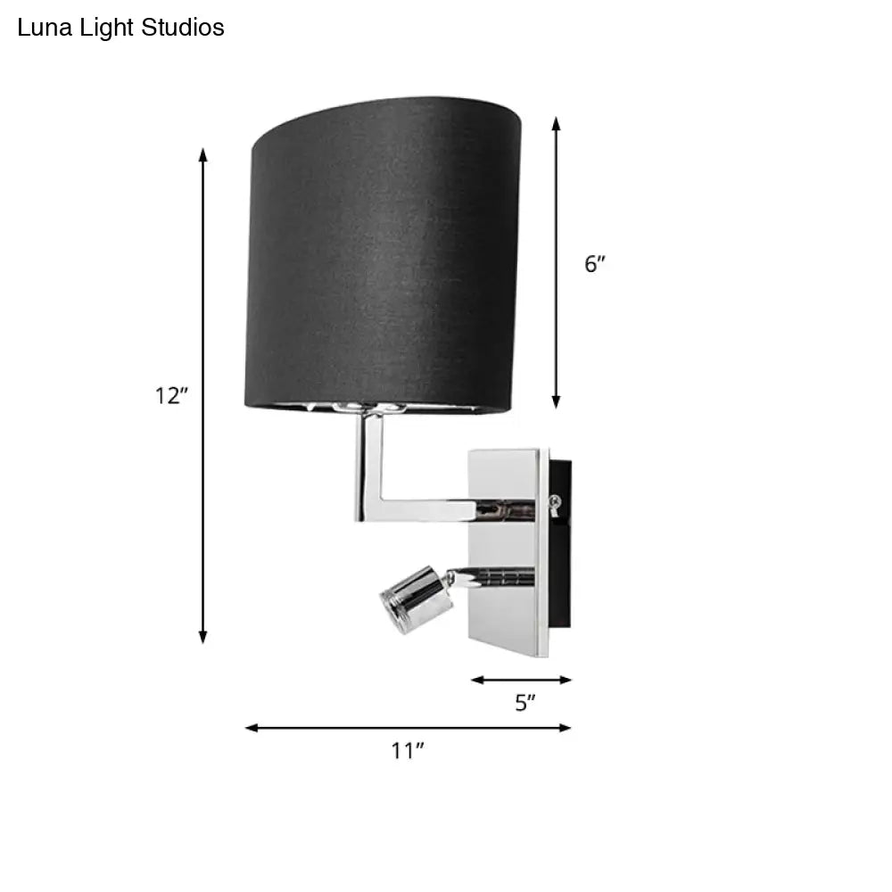 DecorBites™ Modern Oval Black Fabric LED Wall Sconce Light for Bedside