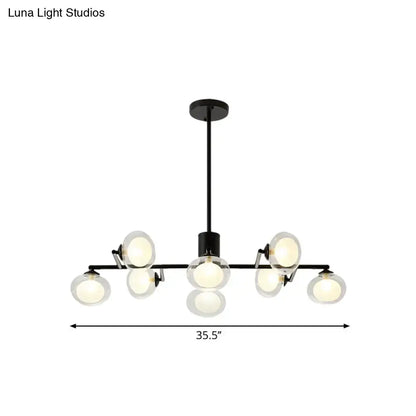 Modern oval black & white glass globe chandelier dining room light