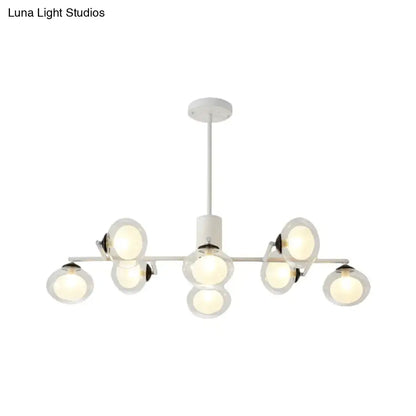 Modern oval black & white glass globe chandelier dining room light