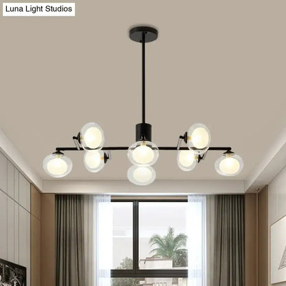 Modern oval black & white glass globe chandelier dining room light