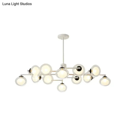 Modern oval black & white glass globe chandelier dining room light