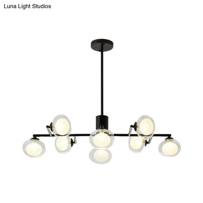Modern oval black & white glass globe chandelier dining room light