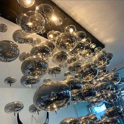 Modern oval bubble ball silver chandelier dining room light fixture