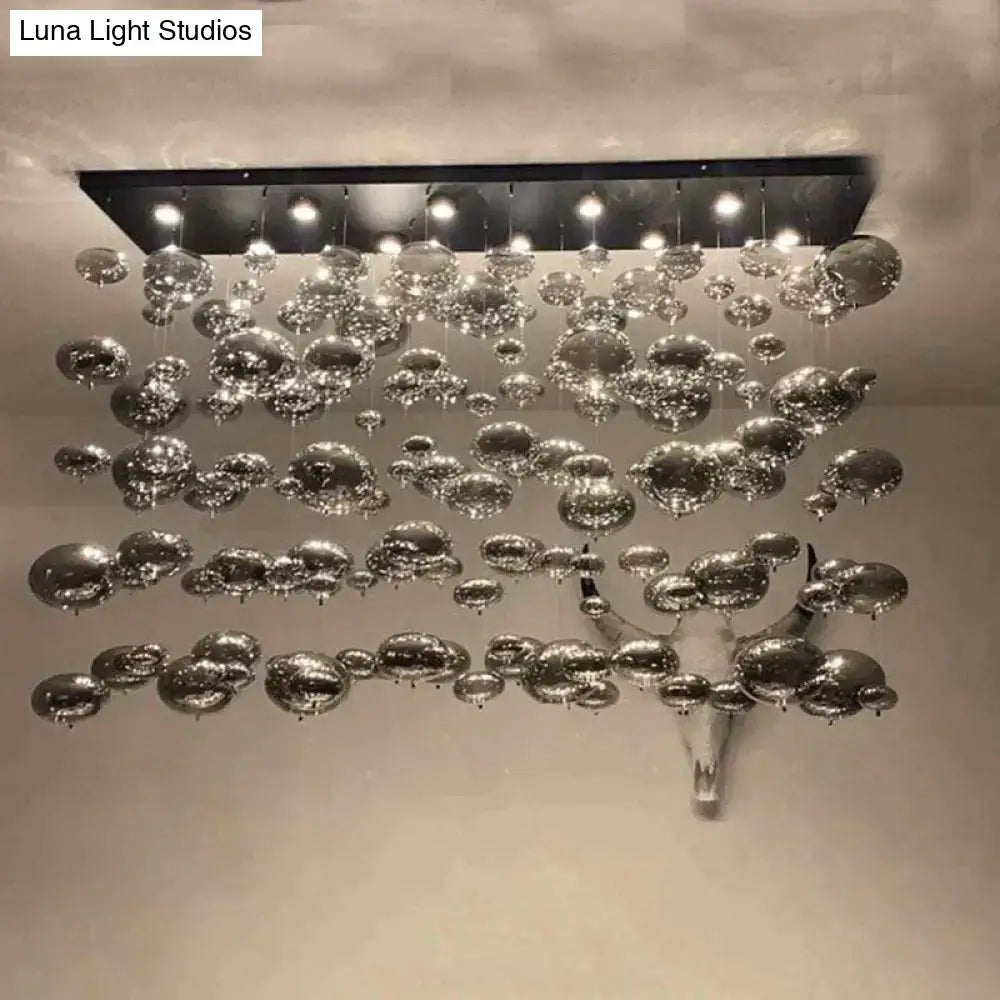 Modern oval bubble ball silver chandelier dining room light fixture