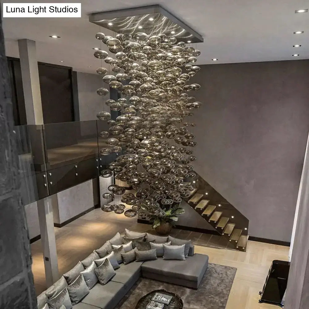 Modern oval bubble ball silver chandelier dining room light fixture