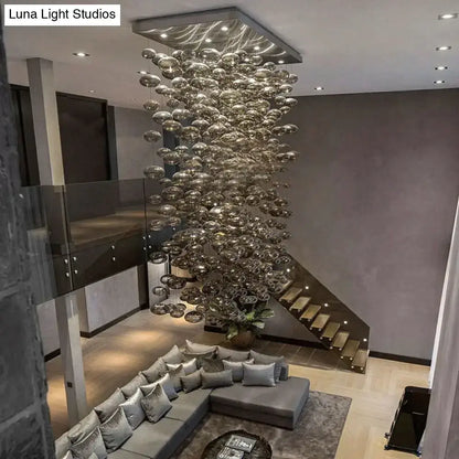 Modern oval bubble ball silver chandelier dining room light fixture