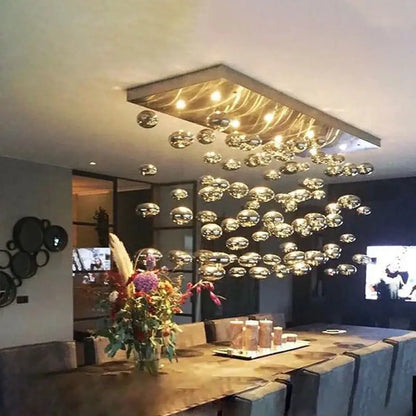 Modern oval bubble ball silver chandelier dining room light fixture