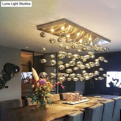 Modern oval bubble ball silver chandelier dining room light fixture