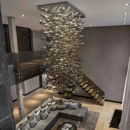 Modern oval bubble ball silver chandelier dining room light fixture