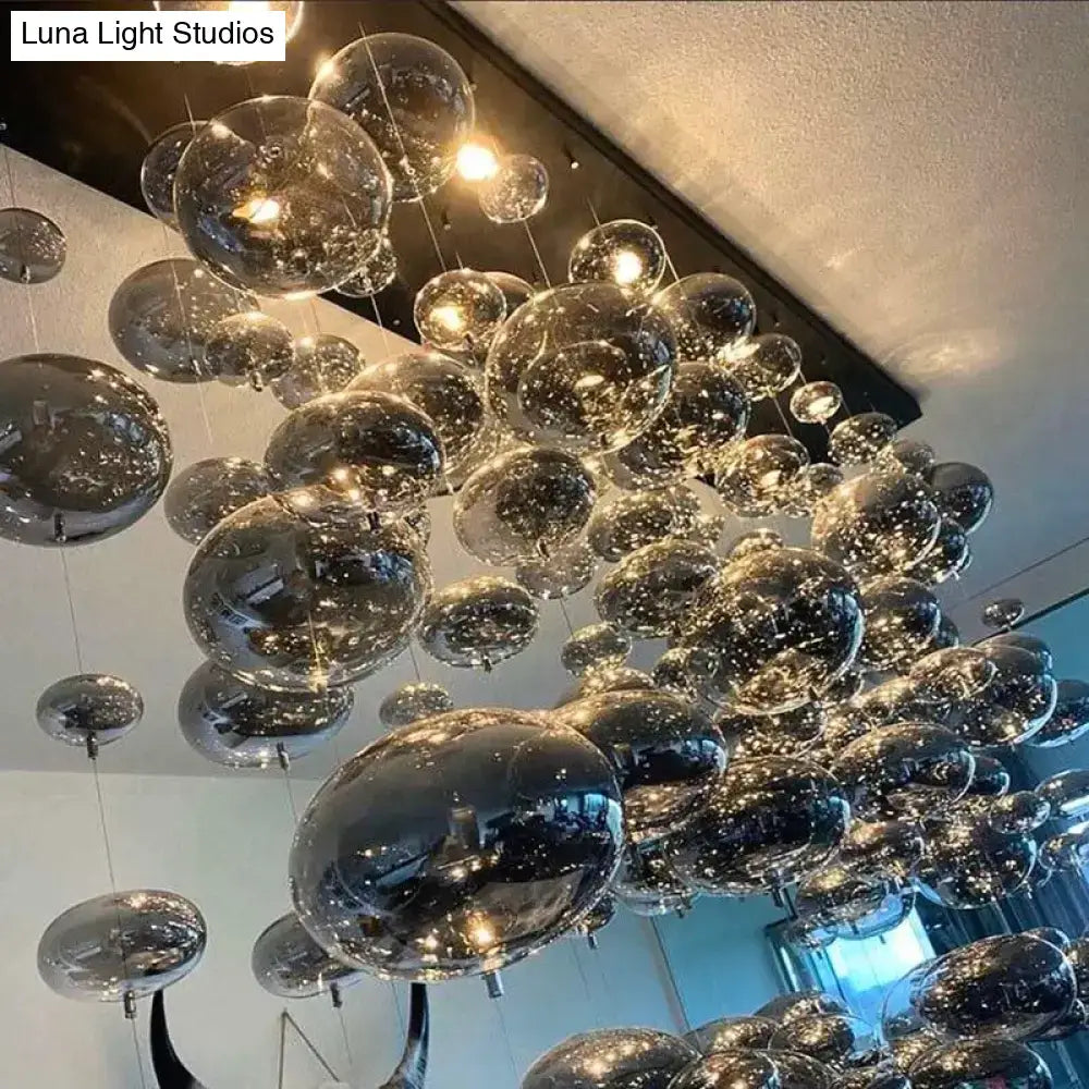 Modern oval bubble ball silver chandelier dining room light fixture